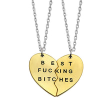 Load image into Gallery viewer, Best Friend Pendant Double Chain Best Fucking Bitches Necklaces - Wake Slay Repeat