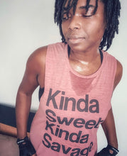 Load image into Gallery viewer, Kinda Sweet Kinda Savage Flowy Scoop Muscle Tank - Wake Slay Repeat