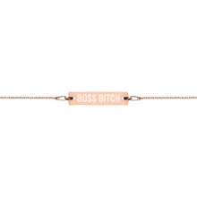 Load image into Gallery viewer, Boss Bitch Engraved Silver Bar Chain Bracelet - Wake Slay Repeat