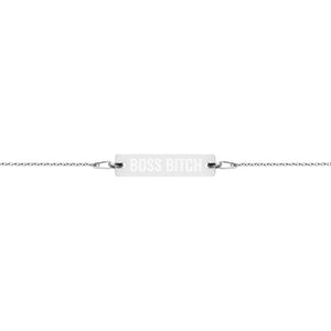 Boss Bitch Engraved Silver Bar Chain Bracelet - Wake Slay Repeat