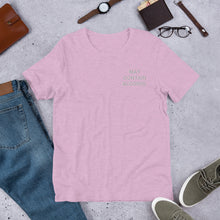 Load image into Gallery viewer, May Contain Alcohol Premium Embroidered Short-Sleeve Unisex T-Shirt - Wake Slay Repeat