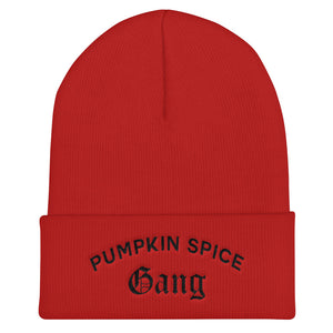 Pumpkin Spice Gang Cuffed Black Thread Beanie - Wake Slay Repeat