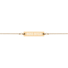 Load image into Gallery viewer, Boss Bitch Engraved Silver Bar Chain Bracelet - Wake Slay Repeat
