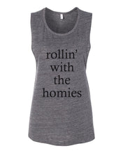 Load image into Gallery viewer, rollin' with the homies Fitted Scoop Muscle Tank - Wake Slay Repeat
