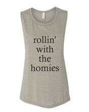 Load image into Gallery viewer, rollin' with the homies Fitted Scoop Muscle Tank - Wake Slay Repeat