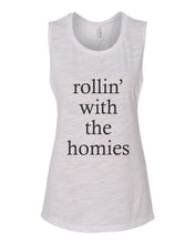 Load image into Gallery viewer, rollin' with the homies Fitted Scoop Muscle Tank - Wake Slay Repeat