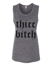 Load image into Gallery viewer, Thicc Bitch Fitted Scoop Muscle Tank - Wake Slay Repeat