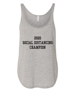 2020 Social Distancing Champion Flowy Side Slit Tank Top - Wake Slay Repeat
