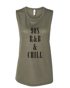 90s R&B & Chill Fitted Muscle Tank - Wake Slay Repeat