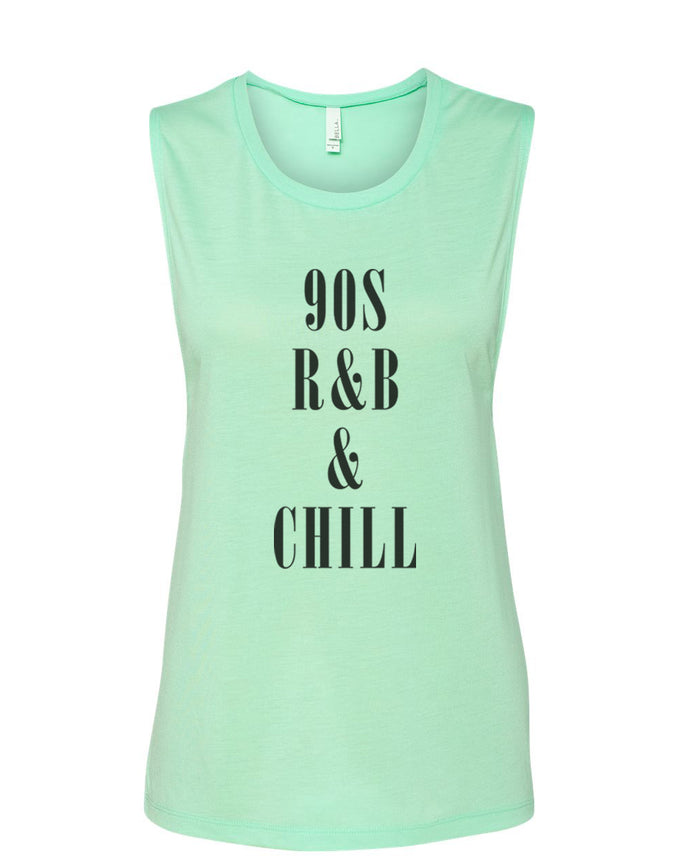 90s R&B & Chill Fitted Muscle Tank - Wake Slay Repeat
