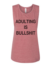 Load image into Gallery viewer, Adulting Is Bullshit Fitted Scoop Muscle Tank - Wake Slay Repeat