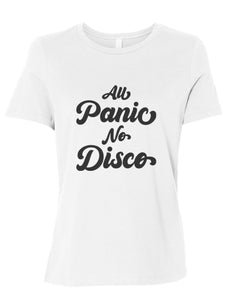 All Panic No Disco Fitted Women's T Shirt - Wake Slay Repeat