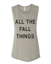 Load image into Gallery viewer, All The Fall Things Workout Flowy Scoop Muscle Tank - Wake Slay Repeat