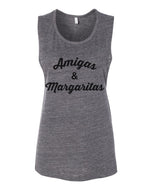 Amigas & Margaritas Fitted Scoop Muscle Tank - Wake Slay Repeat