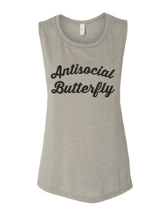 Antisocial Butterfly Flowy Scoop Muscle Tank - Wake Slay Repeat