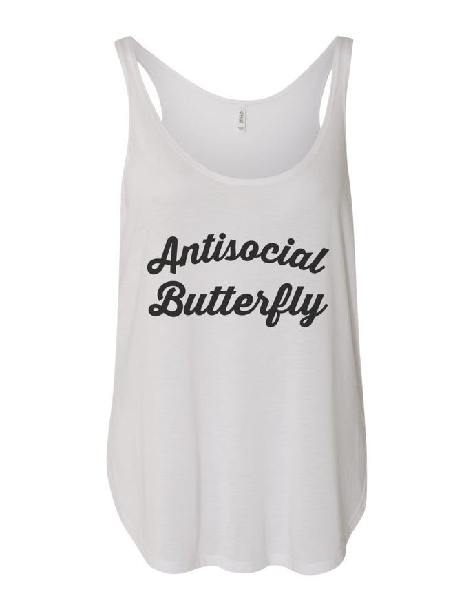 Antisocial Butterfly Flowy Side Slit Tank Top - Wake Slay Repeat