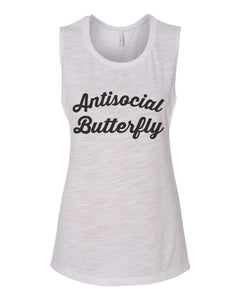Antisocial Butterfly Flowy Scoop Muscle Tank - Wake Slay Repeat