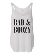 Bad And Boozy Flowy Side Slit Tank Top - Wake Slay Repeat