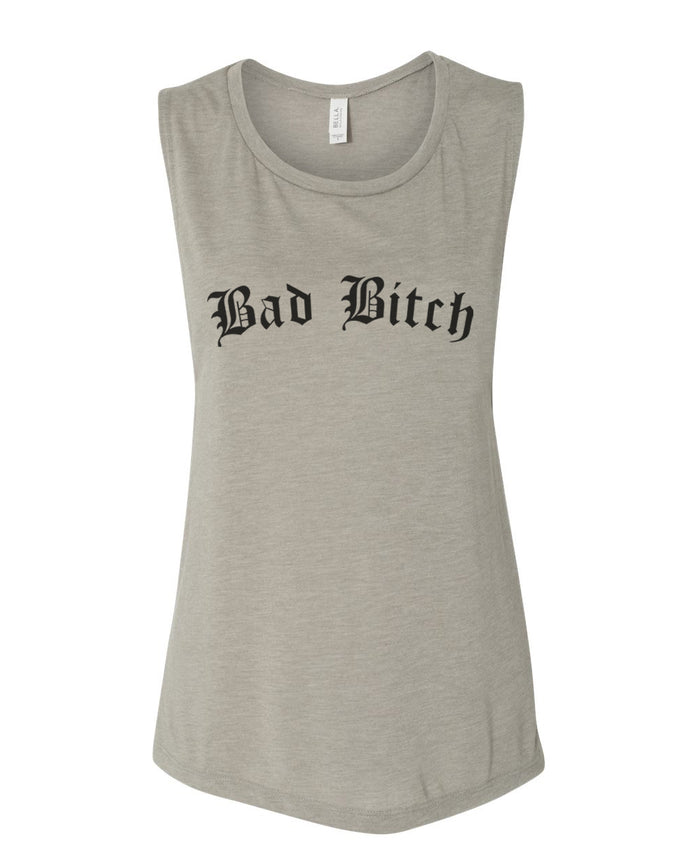 Bad Bitch Fitted Scoop Muscle Tank - Wake Slay Repeat
