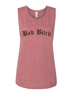 Bad Bitch Fitted Scoop Muscle Tank - Wake Slay Repeat