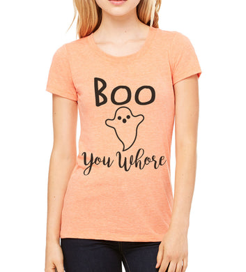 Halloween Mean Girls Boo You Whore Orange Triblend Tee - Wake Slay Repeat