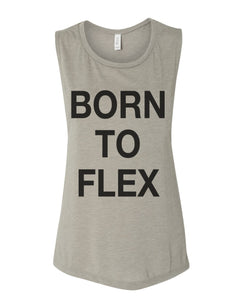 Born To Flex Fitted Scoop Muscle Tank - Wake Slay Repeat