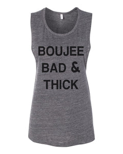 Boujee Bad & Thick Workout Fitted Muscle Tank - Wake Slay Repeat
