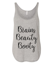 Load image into Gallery viewer, Brains, Beauty, Booty Flowy Side Slit Tank Top - Wake Slay Repeat
