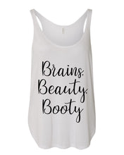 Load image into Gallery viewer, Brains, Beauty, Booty Flowy Side Slit Tank Top - Wake Slay Repeat