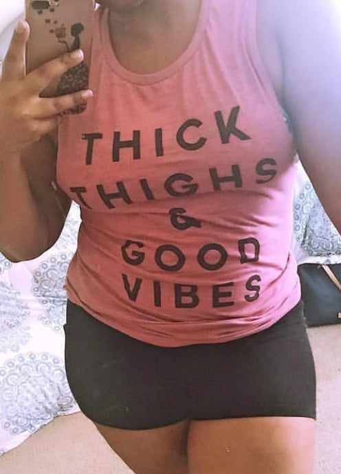 Thick Thighs & Good Vibes Flowy Scoop Muscle Tank - Wake Slay Repeat