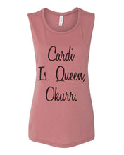Load image into Gallery viewer, Cardi Is Queen Workout Flowy Scoop Muscle Tank - Wake Slay Repeat