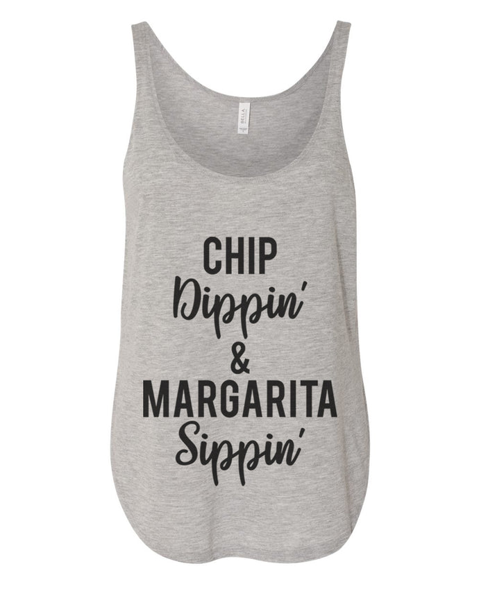Chip Dippin' & Margarita Sippin' Flowy Side Slit Tank Top - Wake Slay Repeat
