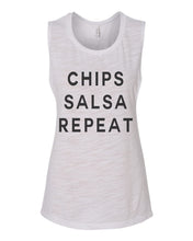 Load image into Gallery viewer, Chips Salsa Repeat Flowy Scoop Muscle Tank - Wake Slay Repeat