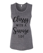 Load image into Gallery viewer, Classy With A Savage Side Workout Flowy Scoop Muscle Tank - Wake Slay Repeat
