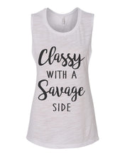 Load image into Gallery viewer, Classy With A Savage Side Workout Flowy Scoop Muscle Tank - Wake Slay Repeat