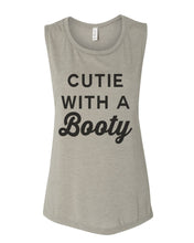 Load image into Gallery viewer, Cutie With A Booty Workout Flowy Scoop Muscle Tank - Wake Slay Repeat