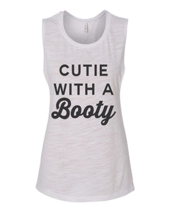 Cutie With A Booty Workout Flowy Scoop Muscle Tank - Wake Slay Repeat