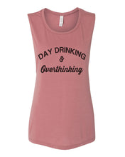 Load image into Gallery viewer, Day Drinking and Overthinking Women&#39;s Workout Flowy Scoop Muscle Tank - Wake Slay Repeat