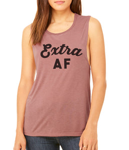 Extra AF Flowy Scoop Muscle Tank - Wake Slay Repeat