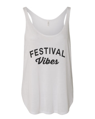 Festival Vibes Flowy Side Slit Tank Top - Wake Slay Repeat