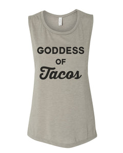 Goddess Of Tacos Workout Flowy Scoop Muscle Tank - Wake Slay Repeat