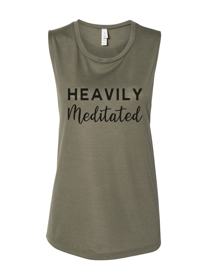 Heavily Meditated Fitted Muscle Tank - Wake Slay Repeat