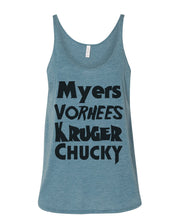 Load image into Gallery viewer, Horror Movie Names Myers Vorhees Kruger Chucky Slouchy Tank - Wake Slay Repeat