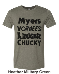 Horror Movie Names Myers Vorhees Kruger Chucky Unisex Short Sleeve T Shirt - Wake Slay Repeat