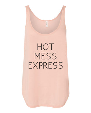 Hot Mess Express Flowy Side Slit Tank Top - Wake Slay Repeat
