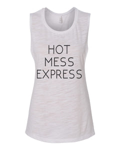 Hot Mess Express Workout Flowy Scoop Muscle Tank - Wake Slay Repeat