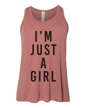 Load image into Gallery viewer, I&#39;m Just A Girl Youth Flowy Racerback Tank - Wake Slay Repeat