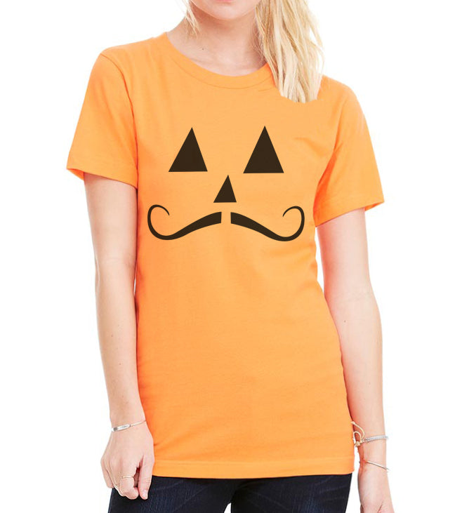 Halloween Shirt Jack O Lantern Moustache Unisex T Shirt - Wake Slay Repeat