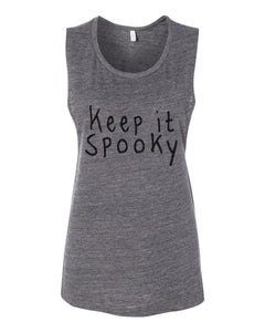 Keep It Spooky Fitted Muscle Tank - Wake Slay Repeat