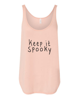 Keep It Spooky Flowy Side Slit Tank Top - Wake Slay Repeat